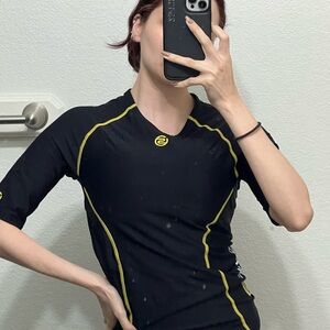 Black Top with Yellow Piping